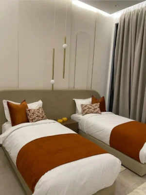 Lits Jumeaux "Duo" - Tête de Lit Partagée Design Incurvé